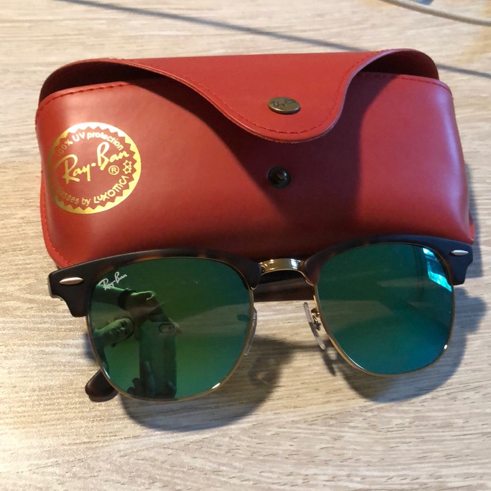Ray-Ban sunglasses. Brown with green/yellow lenses